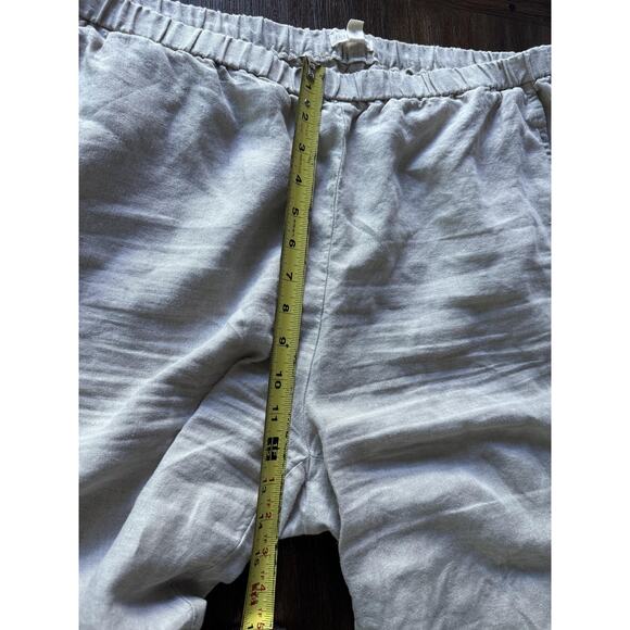 Eileen Fisher Cropped Organic Linen Pants Womens Large Beige Wheat Straight Leg - Picture 7 of 12